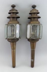 PAIR OF CARRIAGE LAMPS 19th Century Heights 26".