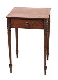 SHERATON ONE-DRAWER STAND 19th Century, Height 28.5". Width 19". Depth 18.75".