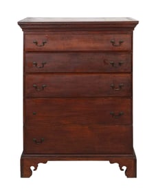 CHIPPENDALE CHERRY TALL CHEST Late 18th Century Height 50". Width 39". Depth 18".