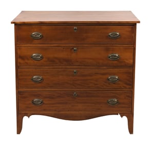 HEPPLEWHITE BIRCH BUREAU 19th Century Height 38". Width 40". Depth 19".