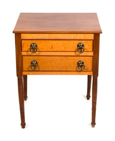 SHERATON TWO-DRAWER STAND 19th Century Height 29". Width 23.25". Depth 20".
