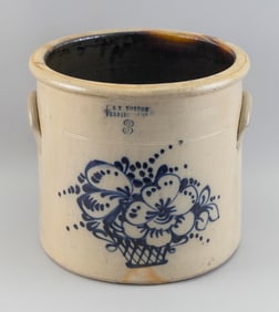 NORTON THREE-GALLON STONEWARE CROCK 19th Century Height 10.75".