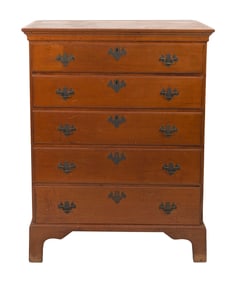 CHIPPENDALE MAPLE AND BIRCH CHEST Late 18th Century Height 50". Width 38". Depth 20.5".