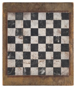 PAINTED HARDWOOD CHECKERBOARD 19th Century 16" x 14".