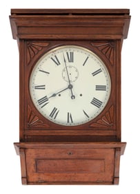 OAK WALL CLOCK 19th Century Height 28". Width 21". Depth 6".