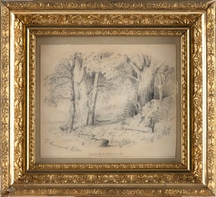 NEW HAMPSHIRE SCHOOL (19th Century,), "Conway Corner, N.H."., Pencil on paper, 7.5" x 9" sight.