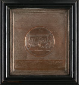SAMUEL H. BLACK "DECLARATION OF INDEPENDENCE" EMBOSSED COPPER PLAQUE 1859 Framed 10" x 10.75".