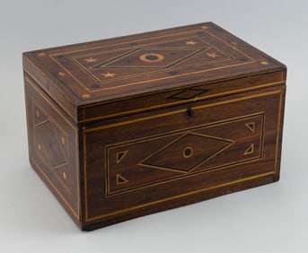 INLAID WALNUT BOX 19th Century Height 8". Width 13". Depth 9".