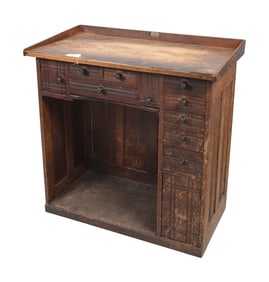 GREEN BROS. JEWELER'S OR WATCHMAKER'S BENCH New York, Late 19th Century Height 40". Width 41". Depth
