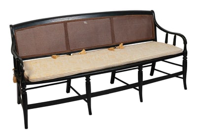 CANE-SEAT SETTEE Early 20th Century Back height 33". Seat height 18". Length 72".