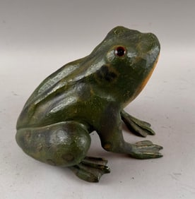 CASEY EDWARDS CARVED WOODEN FROG Wisconsin, Contemporary Height 6.5".