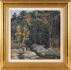 STEFAN PASTUHOV (Maine/Massachusetts, Contemporary), "Into the Woods"., Oil on canvas, 20" x 20".