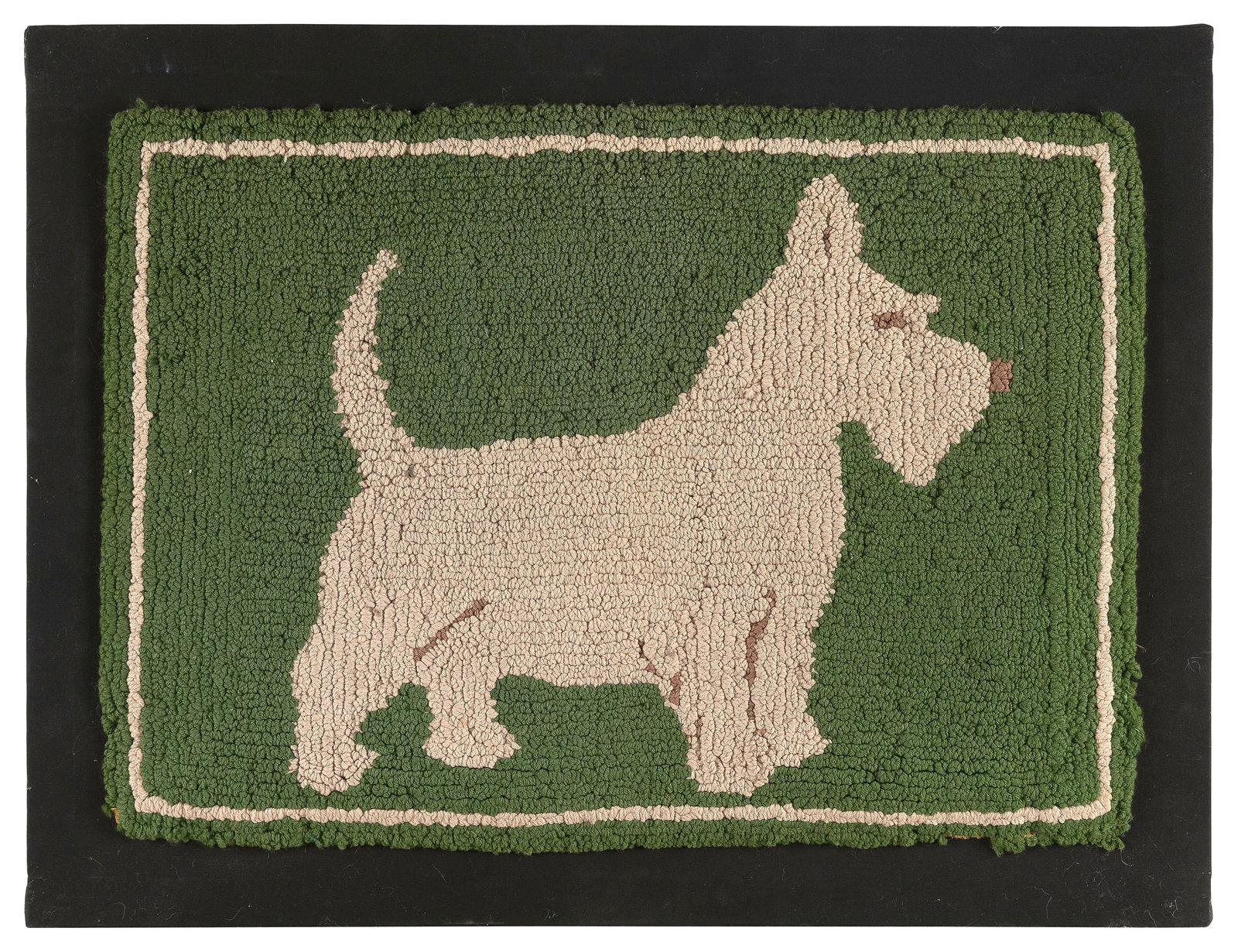 SCOTTIE DOG HOOKED RUG 20th Century 20" x 29". (1 of 2)