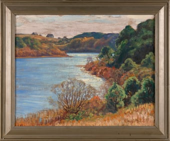 HAROLD C. DUNBAR (Massachusetts, 1882-1953), "Lover's Lake, Chathamport. Late Autumn"., Oil on
