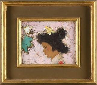 SAMUEL EDMUND OPPENHEIM (New York/Florida, 1901-1992), "Geisha Profile"., Oil on canvas, 8" x 10".
