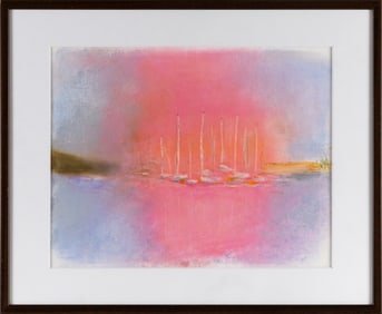 WOLF KAHN (New York/Vermont/Germany, 1927-2020), "Peach Fog Vineyard"., Pastel, 13" x 16" sight.