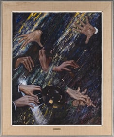 EVA DE NAGY (Massachusetts/Hungary, 1911-1999), "Performances"., Oil on canvas, 30" x 24". Framed