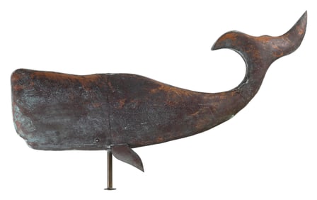 COPPER SPERM WHALE WEATHER VANE 20th Century Height approx. 19". Length 37".