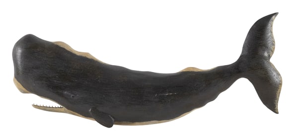 ROGER MITCHELL CARVED AND PAINTED SPERM WHALE PLAQUE Massachusetts, Contemporary Length 25".