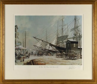 JOHN STOBART (Massachusetts/Florida/England, 1929-2023), "New York, The Foot of South Street in