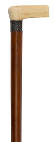 HEFTY IVORY-HANDLED CANE Late 19th/Early 20th Century Length 35.25".