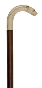 WALKING STICK WITH DOG-FORM HANDLE Late 19th/Early 20th Century Length 32.75".