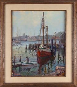 PATRICK J. CIVALE (Massachusetts/New York, 1901-1984), "Inner Harbor, Gloucester, Mass"., Oil on