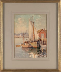 JOHN ALFRED COOK (Massachusetts, 1870-1936), Inner Harbor, Gloucester, Massachusetts., Watercolor on