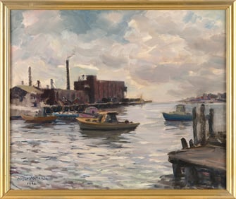 MEYER MATZKIN (Massachusetts/Russian Federation, 1880-1976), Gloucester Harbor view with Old Paint