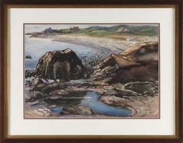 MILDRED C. JONES (Massachusetts, 1899-1992), "Cape Hedge Beach, Rockport, Mass."., Watercolor on