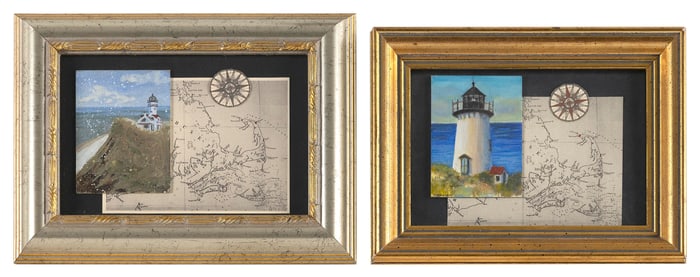 BRETEN BRYDEN (Massachusetts, 1961-), Pair of landscapes with lighthouse., Oils on board, 3.5" x