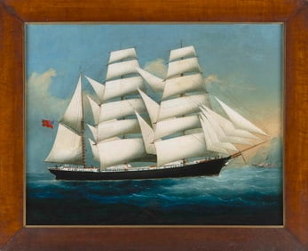 BRITISH SCHOOL (19th Century,), Ship portrait., Oil on canvas, 18" x 23". Framed 21.75" x 26.5".