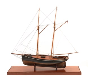 CASED MODEL OF THE "VIRGINIA" Late 19th Century Case height 46.5". Length 47". Width 11.5".