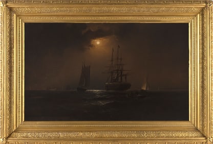 ALEXANDER STUART (Pennsylvania/Scotland, 1831-1898), Steam-sail ship entering a harbor under