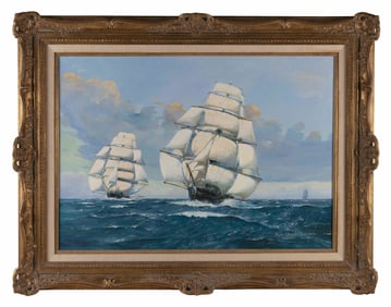 ROGER CHAPELET (FRANCE, 1902/3-1995), "Surprise -Tatiana"., Oil on canvas, 26" x 36". Framed 36" x