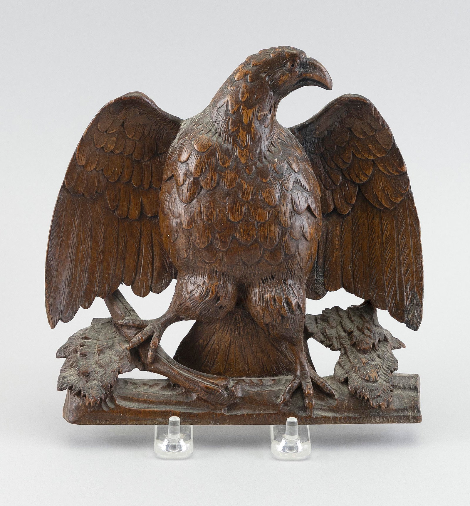 CARVED WALNUT EAGLE PLAQUE 19th Century Height 7".: CARVED WALNUT EAGLE PLAQUE 19th Century Height 7".