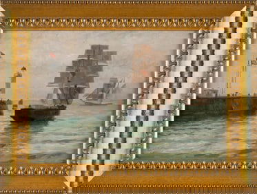 WILLIAM EDWARD NORTON (Massachusetts/United Kingdom, 1843-1916), Sailing vessels off a lighthouse.,
