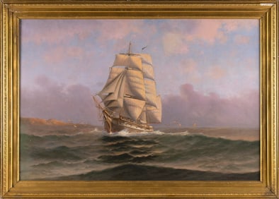 THEODORE VICTOR CARL VALENKAMPH (Massachusetts/Sweden, 1868-1924), Luminous seascape with ship under