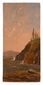 AMERICAN SCHOOL (Late 19th Century,), "Cliffs Saddle Island"., Oil on panel, 12" x 5.5". Unframed.