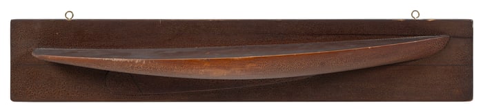 MOUNTED HALF HULL MODEL OF THE SLOOP "ADELINE" America, Circa 1921 Backboard 5" x 28".
