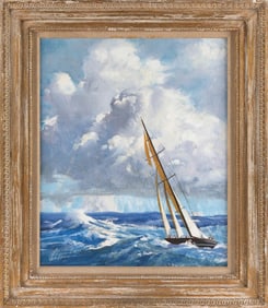 CLEVELAND LANDON WOODWARD (Alabama/Massachusetts, 1900-1986), "Thunder Head"., Oil on masonite, 22"