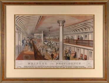 ENDICOTT & CO. COLORED LITHOGRAPH "GRAND SALOON OF THE WORLD RENOWNED STEAMERS, BRISTOL AND