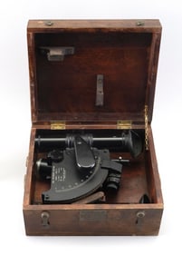 CASED MERGENTHALER LINOTYPE CO. U.S. NAVY BALL RECORDING SEXTANT Brooklyn, New York, Circa 1944 Case