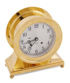 CHELSEA SPECIAL EDITION "BASE & BALL" SHIP'S BELL MANTEL CLOCK Circa 1987 Height 9". Dial diameter