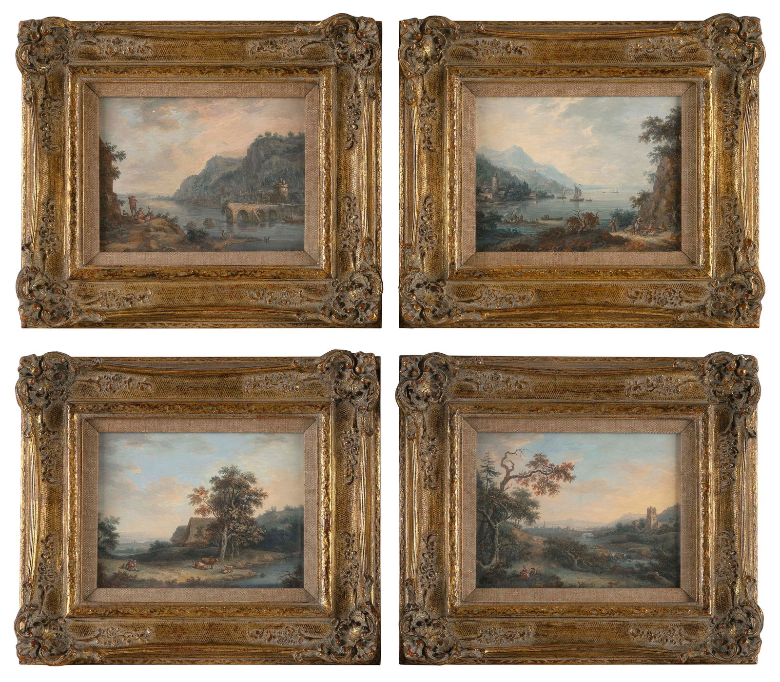 ATTRIBUTED TO LOUIS-NICHOLAS VAN BLARENBERGHE (France, 1716-1794), Four landscapes., Watercolors, 5" (1 of 5)