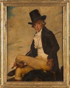 AFTER JACQUES LOUIS DAVID (France, 19th Century), Portrait of Pierre Seriziat, Oil on panel, 13" x