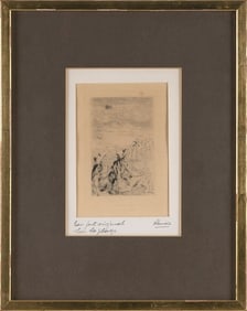 AFTER PIERRE-AUGUSTE RENOIR (France, 19th Century), "Sur la Plage"., Etching on paper, 6.25" x 4.25"