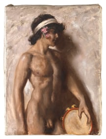 MARCEL RENEE VON HERRFELDT (France, 1889-1965), Male nude., Oil on canvas, 16" x 12". Unframed.