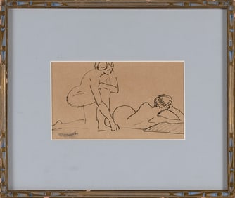 ALBERT MARQUET (America/France/Algeria/Africa, 1875-1947), Nude study., Ink on paper, 3.75" x 6.25"