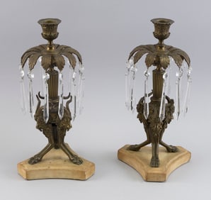 PAIR OF CLASSICAL CANDLESTICKS 19th Century Heights 13".